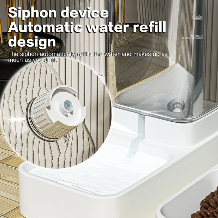 Automatic Feeder & Water Dispenser with Gravity Food Storage Container for Cats and Dogs