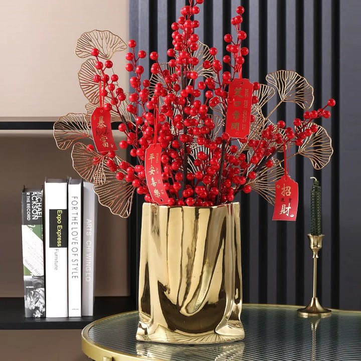 Silver Ruffled Ceramic Flower Vase