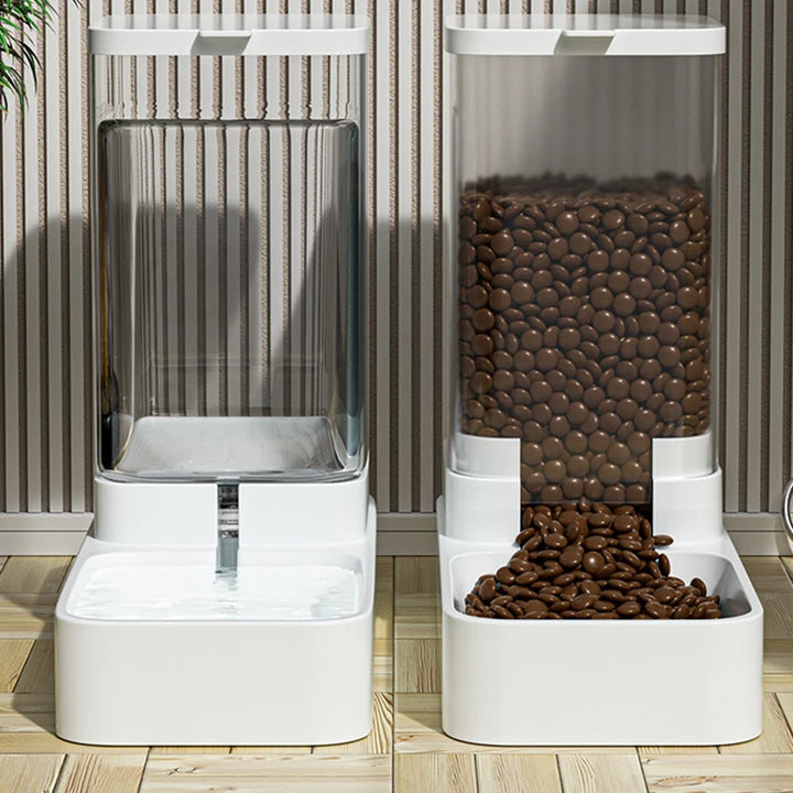 Automatic Feeder & Water Dispenser with Gravity Food Storage Container for Cats and Dogs