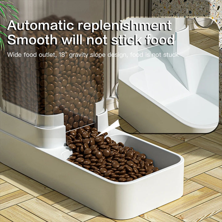 Automatic Feeder & Water Dispenser with Gravity Food Storage Container for Cats and Dogs