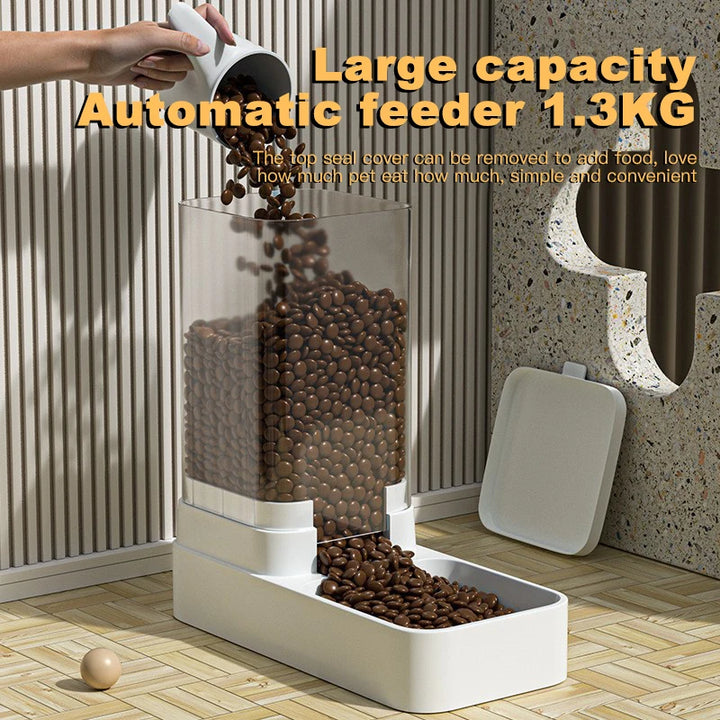Automatic Feeder & Water Dispenser with Gravity Food Storage Container for Cats and Dogs