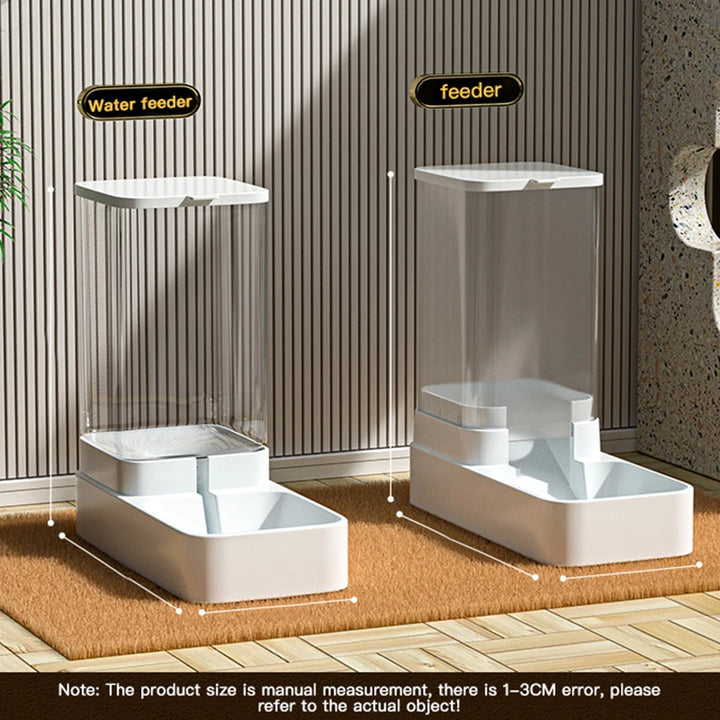 Automatic Feeder & Water Dispenser with Gravity Food Storage Container for Cats and Dogs