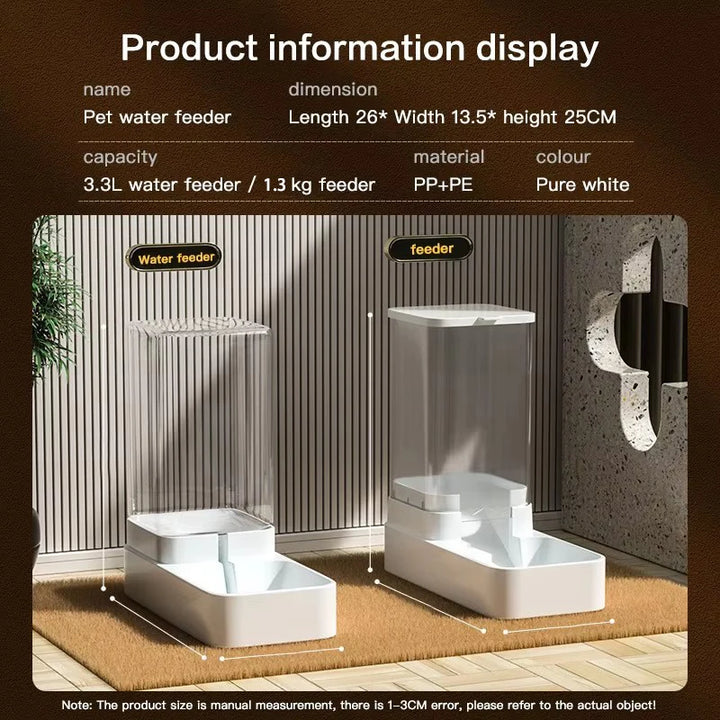 Automatic Feeder & Water Dispenser with Gravity Food Storage Container for Cats and Dogs