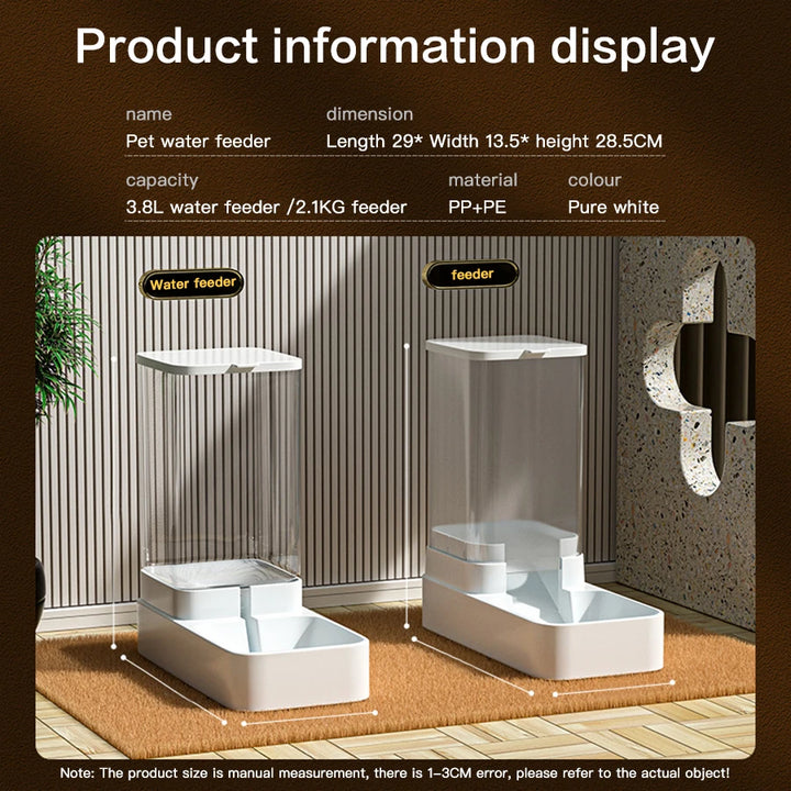 Automatic Feeder & Water Dispenser with Gravity Food Storage Container for Cats and Dogs